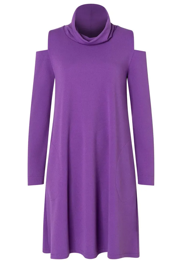 Ana Alcazar Okara abito corto viola con cut-out