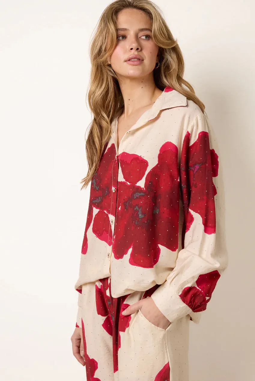 Blue Vanilla Floral Print Set coordinato rosso floreale