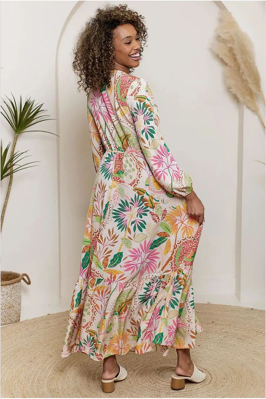 Angeleye Crochet abito maxi rosa floreale pizzo