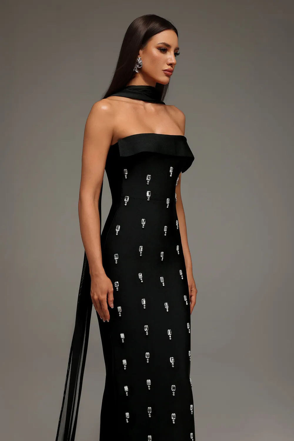 Bella Barnett Nadja abito bandage nero S maxi strass