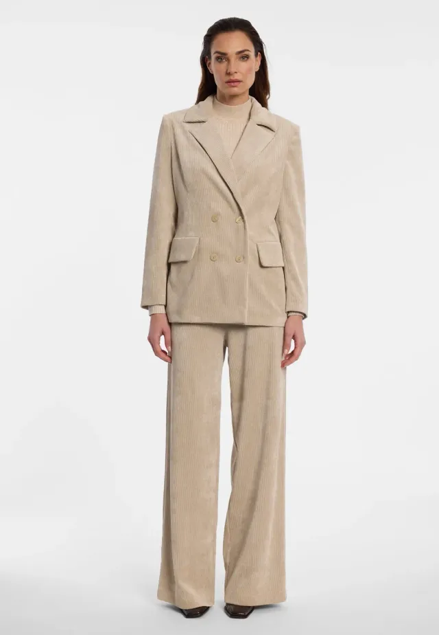 Ana Alcazar Enlivo blazer velluto beige doppiopetto