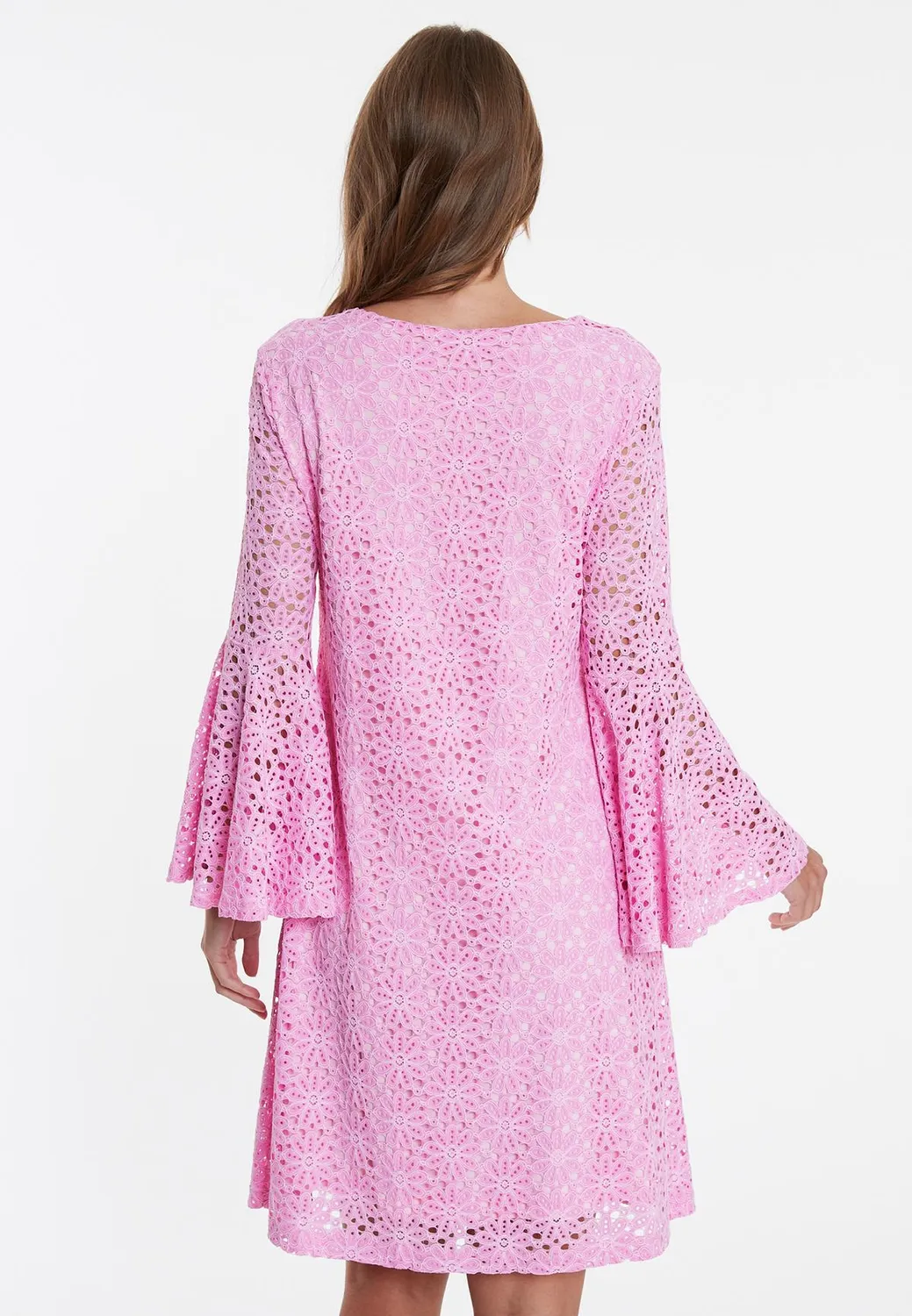 Ana Alcazar Wafia tunica pizzo rosa maniche tromba