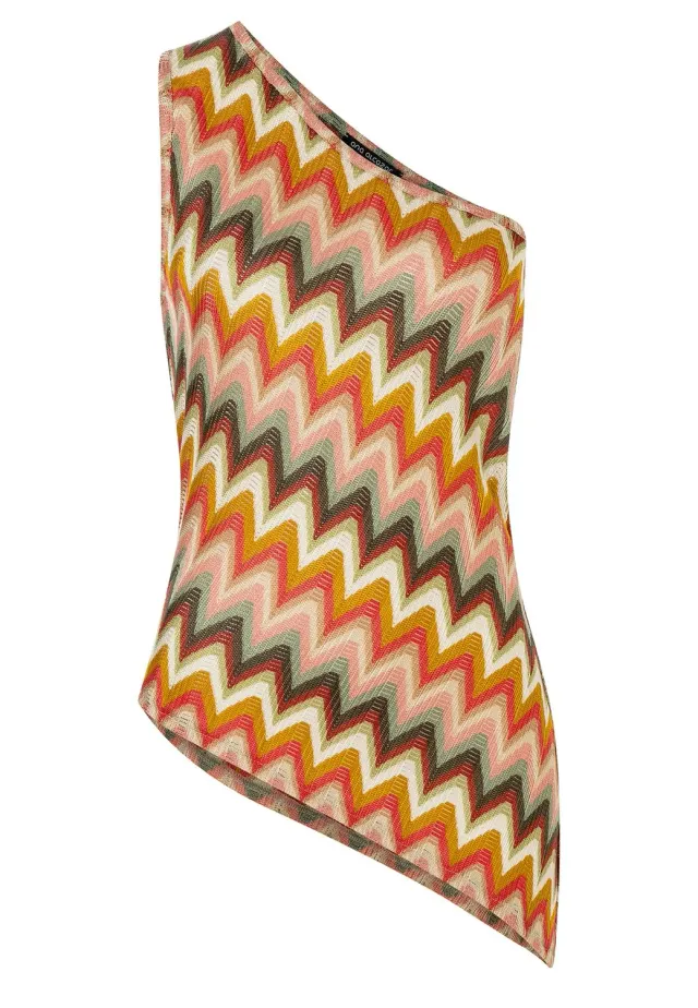 Ana Alcazar Poesa top monospalla fantasia zigzag