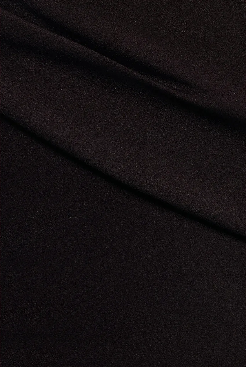 Goddiva Bardot Scuba Crepe abito lungo nero spalle scoperte