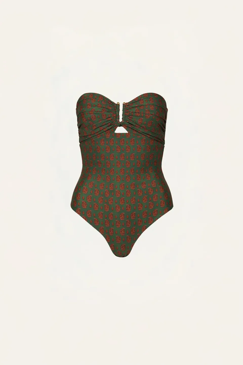 Johanna Ortiz Paisleys Lastly costume intero verde senza spalline