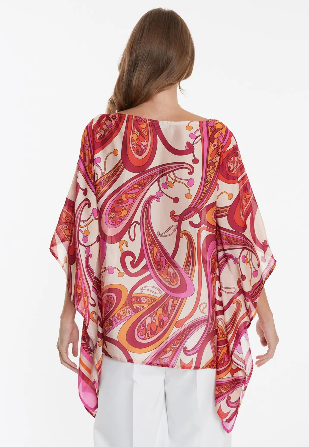 Ana Alcazar Wegosa top chiffon crema fantasia paisley ampio