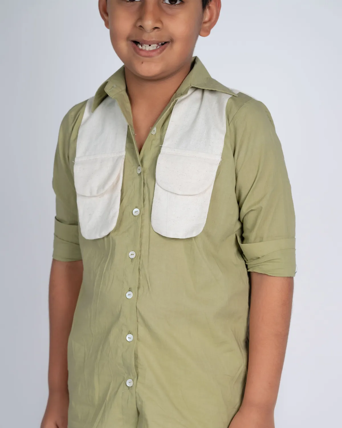Our Dve Classic Charm camicia bambino verde beige 1-12 anni