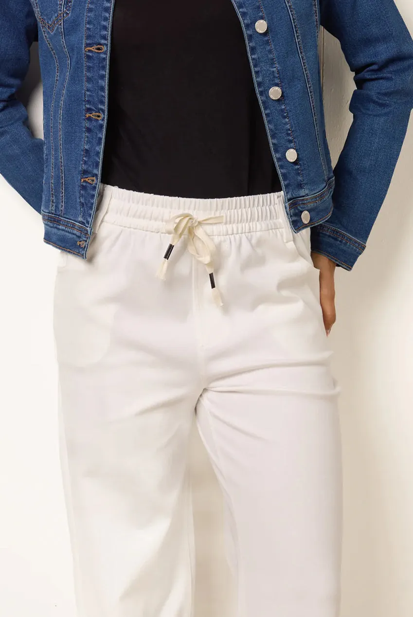 Blue Vanilla Elasticated Tie pantaloni avorio coulisse S-XL