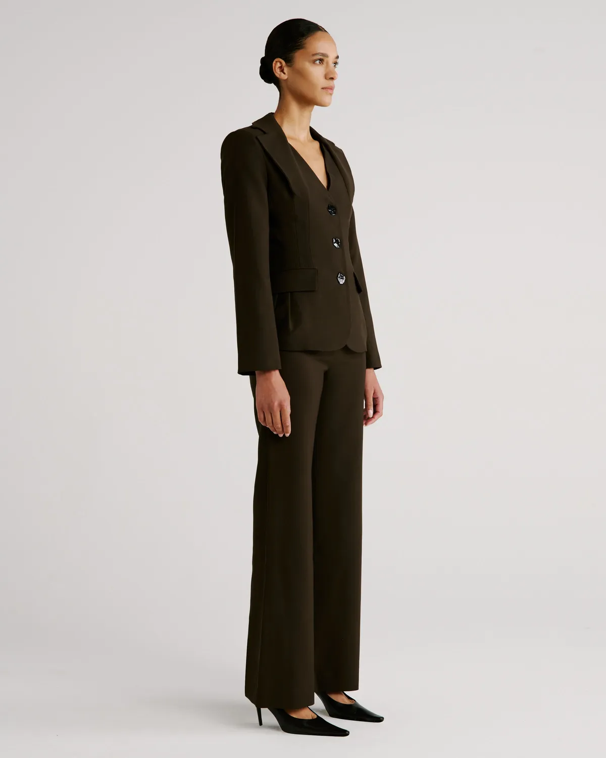 VIOLANTE NESSI Dorazio blazer marrone lana rever astratti