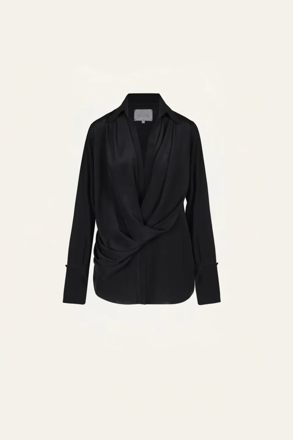 Johanna Ortiz Iconic Drape top seta nero