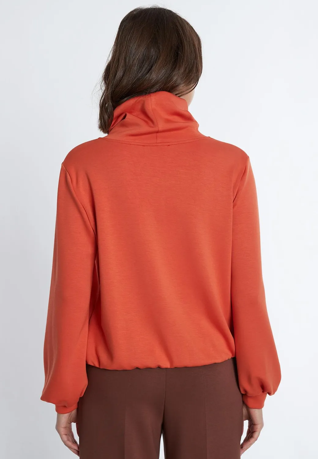 Ana Alcazar Selma top collo alto arancione in jersey