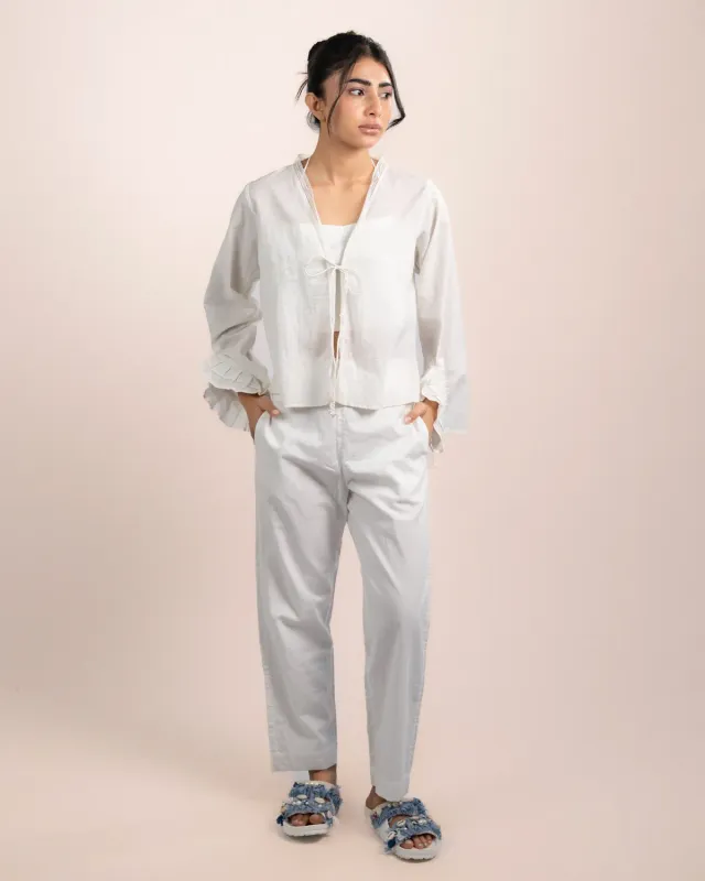 Our Dve Lior Tube Top Top bianco cotone 2 pezzi scollo V