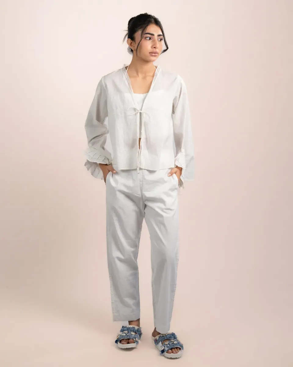 Our Dve Lior Tube Top Top bianco cotone 2 pezzi scollo V