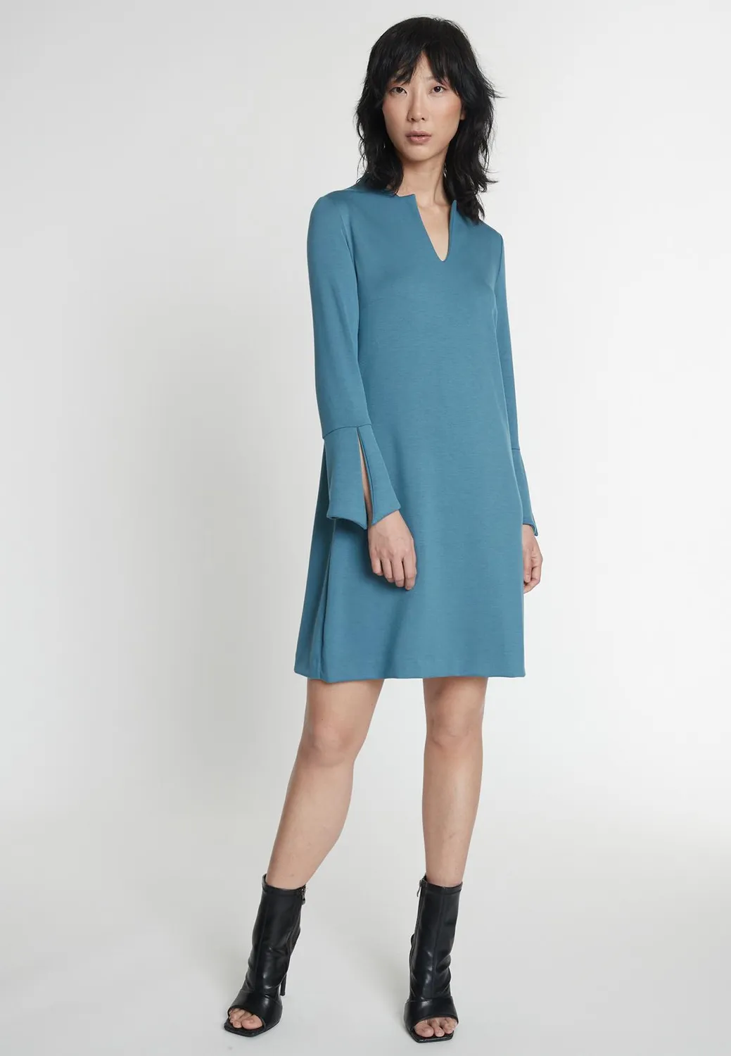 Ana Alcazar Inowa abito svasato azzurro scollo a V