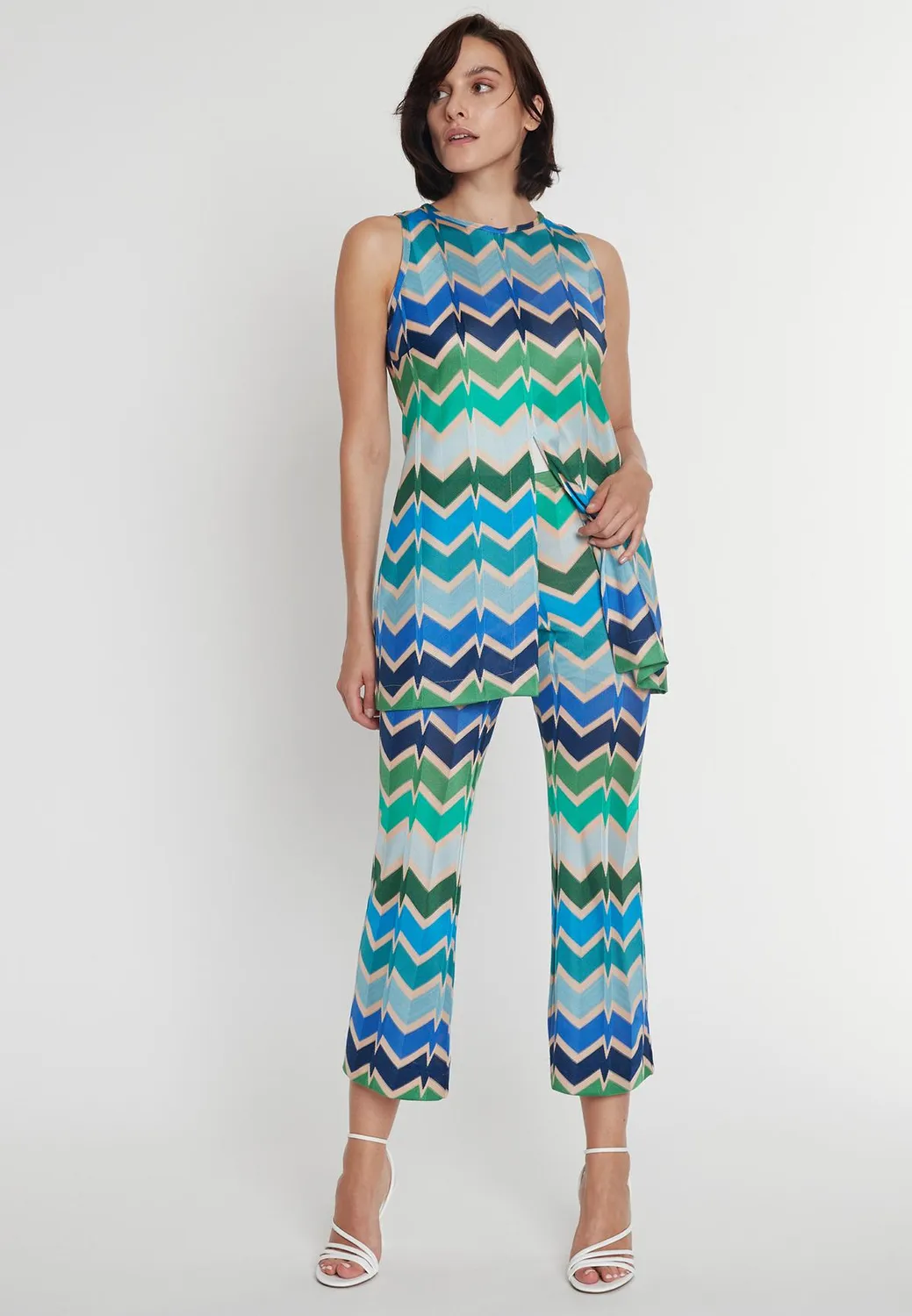 Ana Alcazar Pocara Pantaloni Cropped Maglia Zigzag