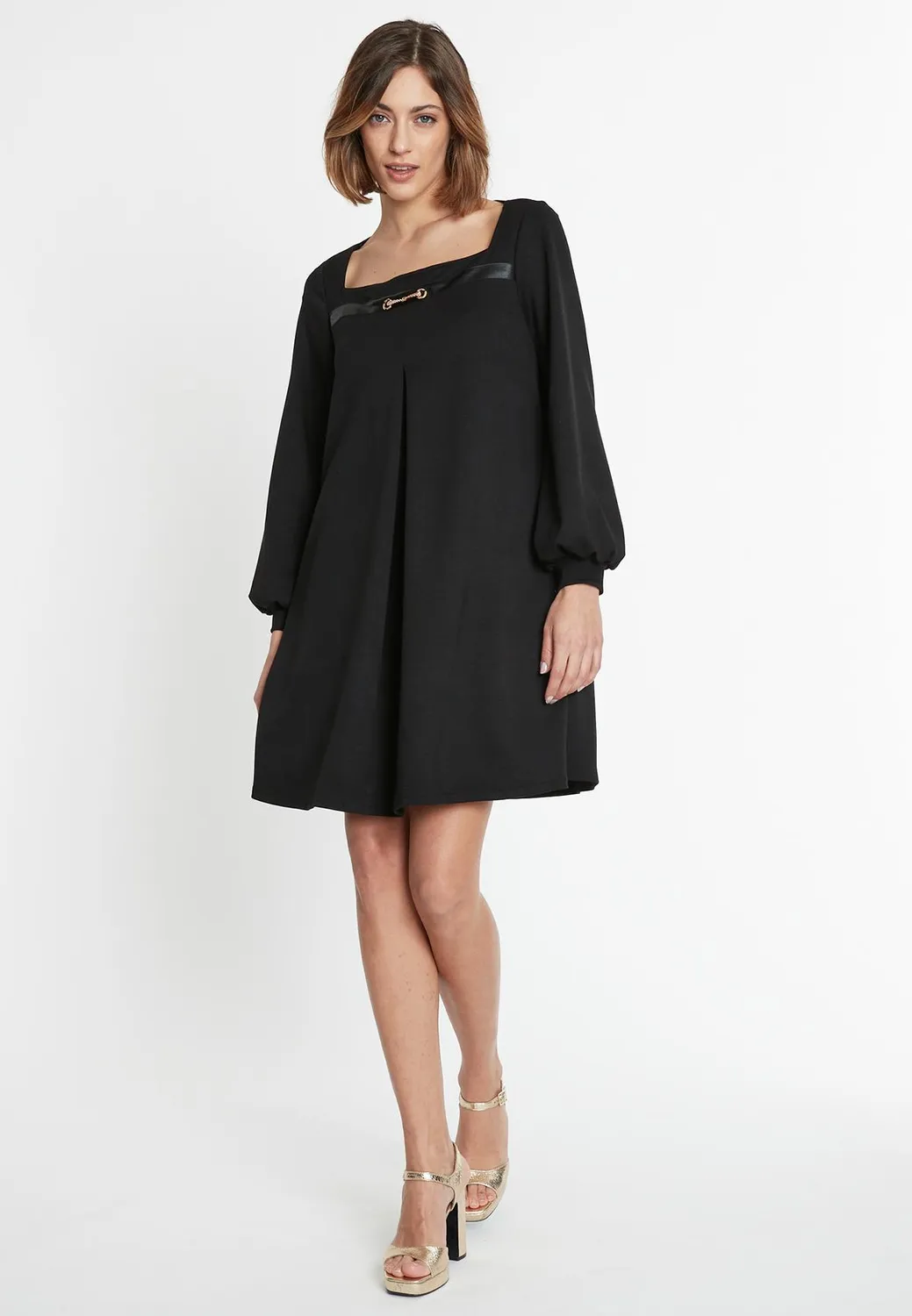 Ana Alcazar Sisa abito babydoll nero jersey