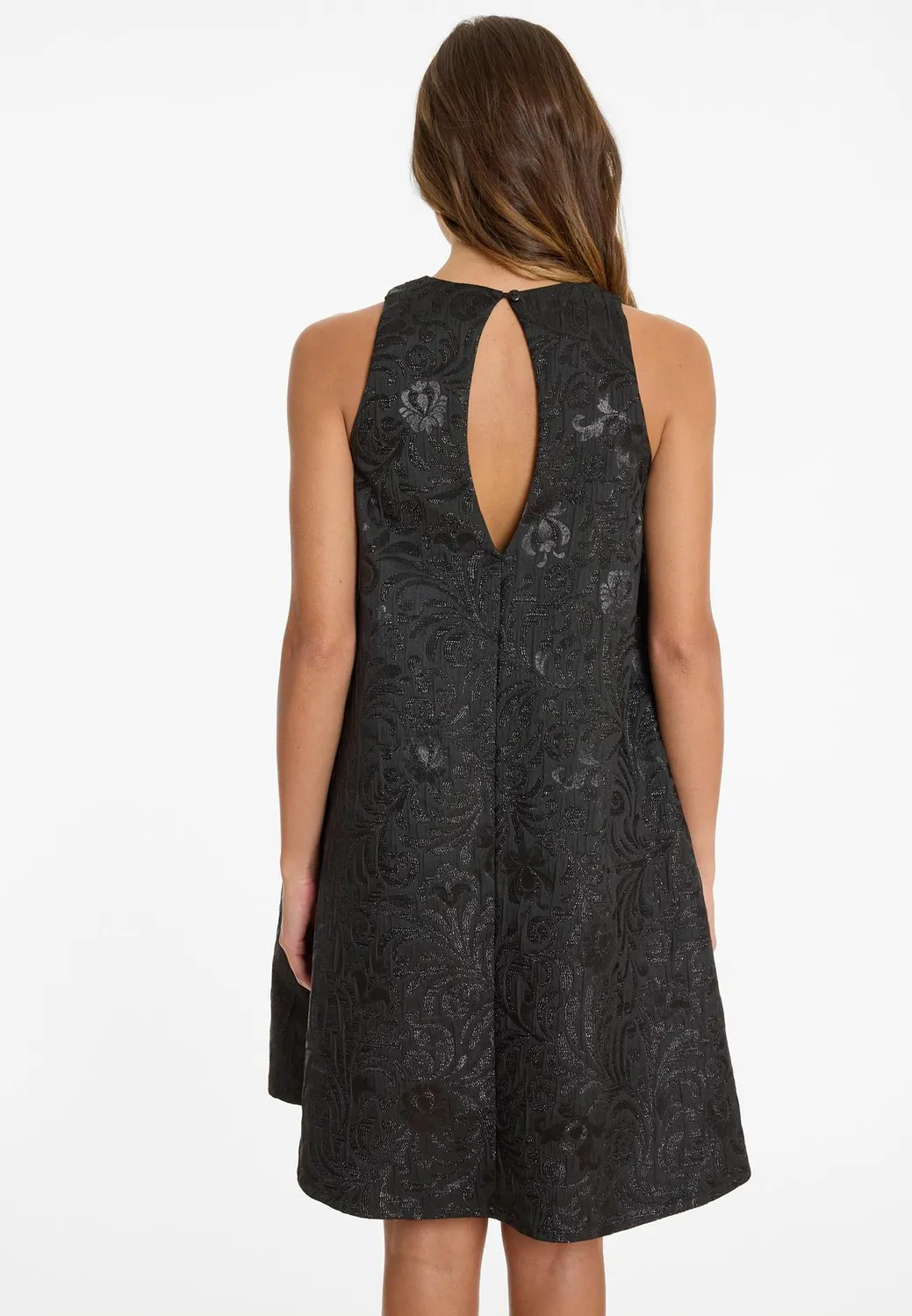 Ana Alcazar Absila Vestito Broccato Nero Floreale