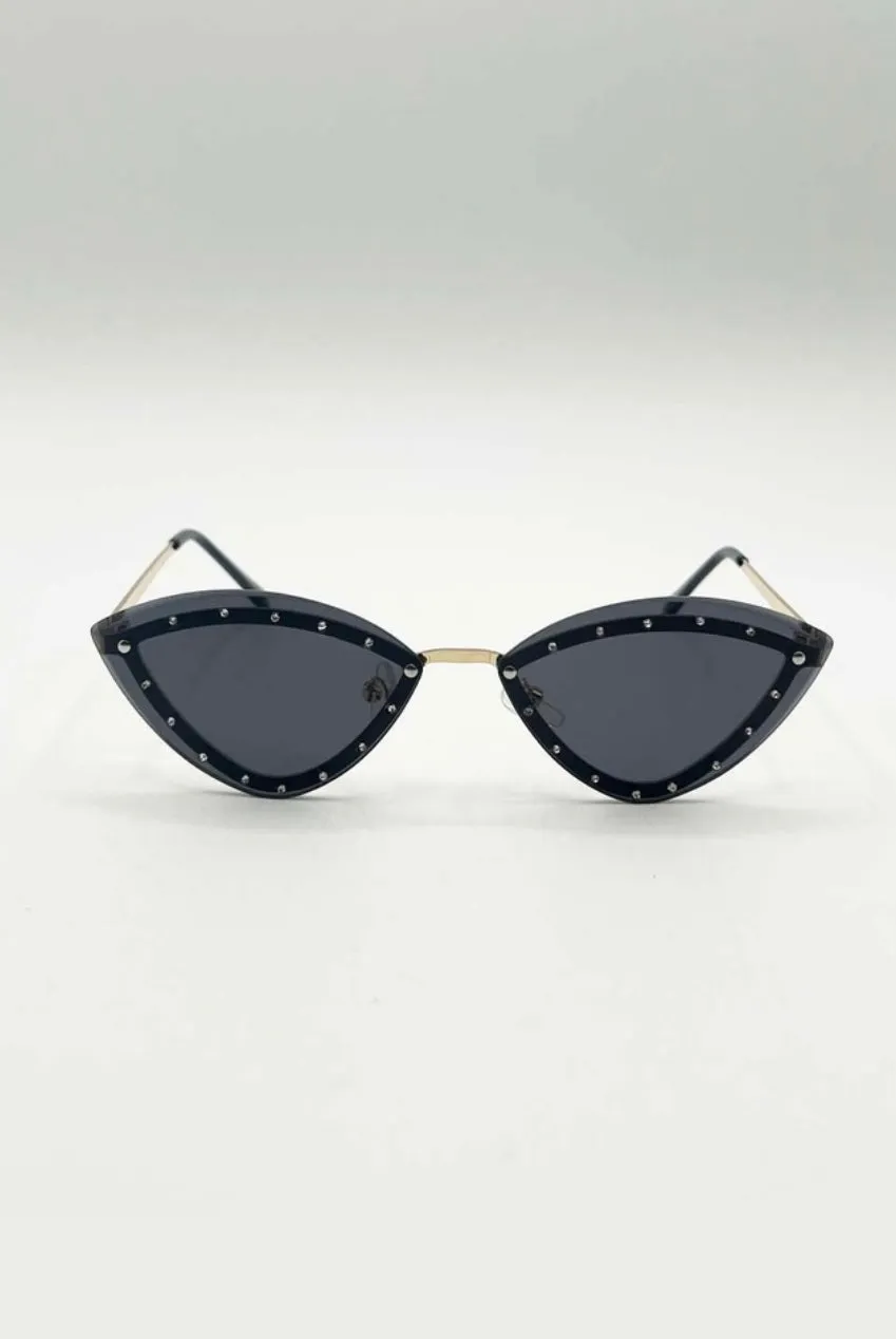SVNX Diamante Occhiali da Sole Cat-Eye Neri Taglia Unica