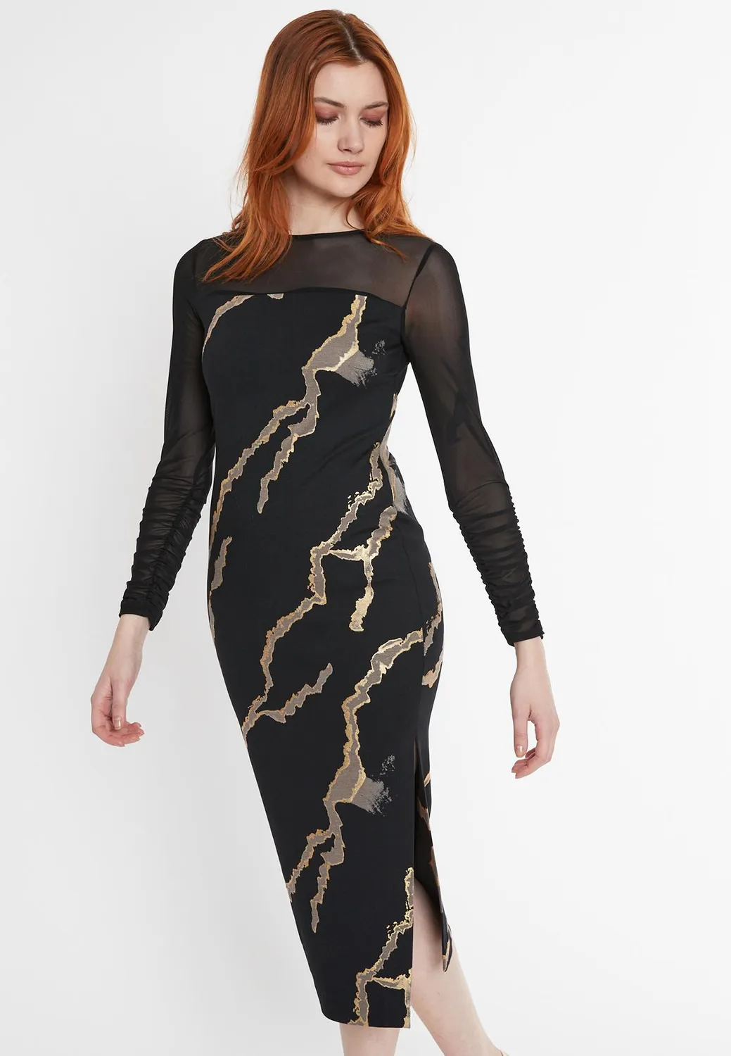 Ana Alcazar Pencil Dress Sannie vestito tubino oro