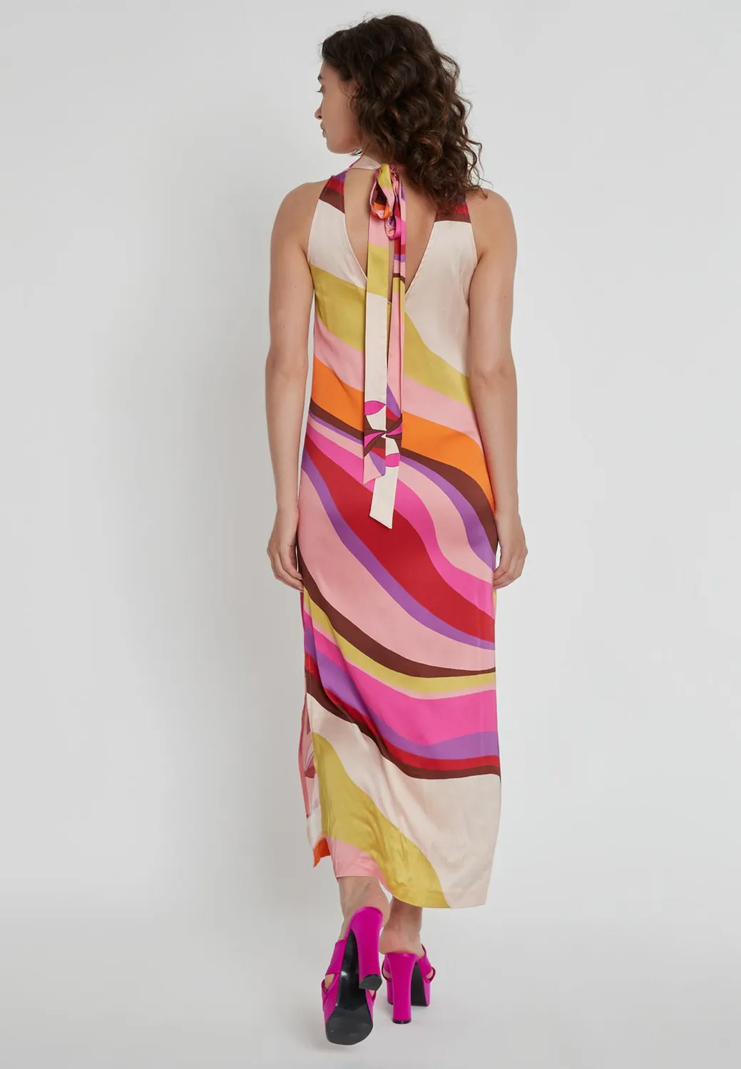 Ana Alcazar Kaffa abito neckholder stampa maxi