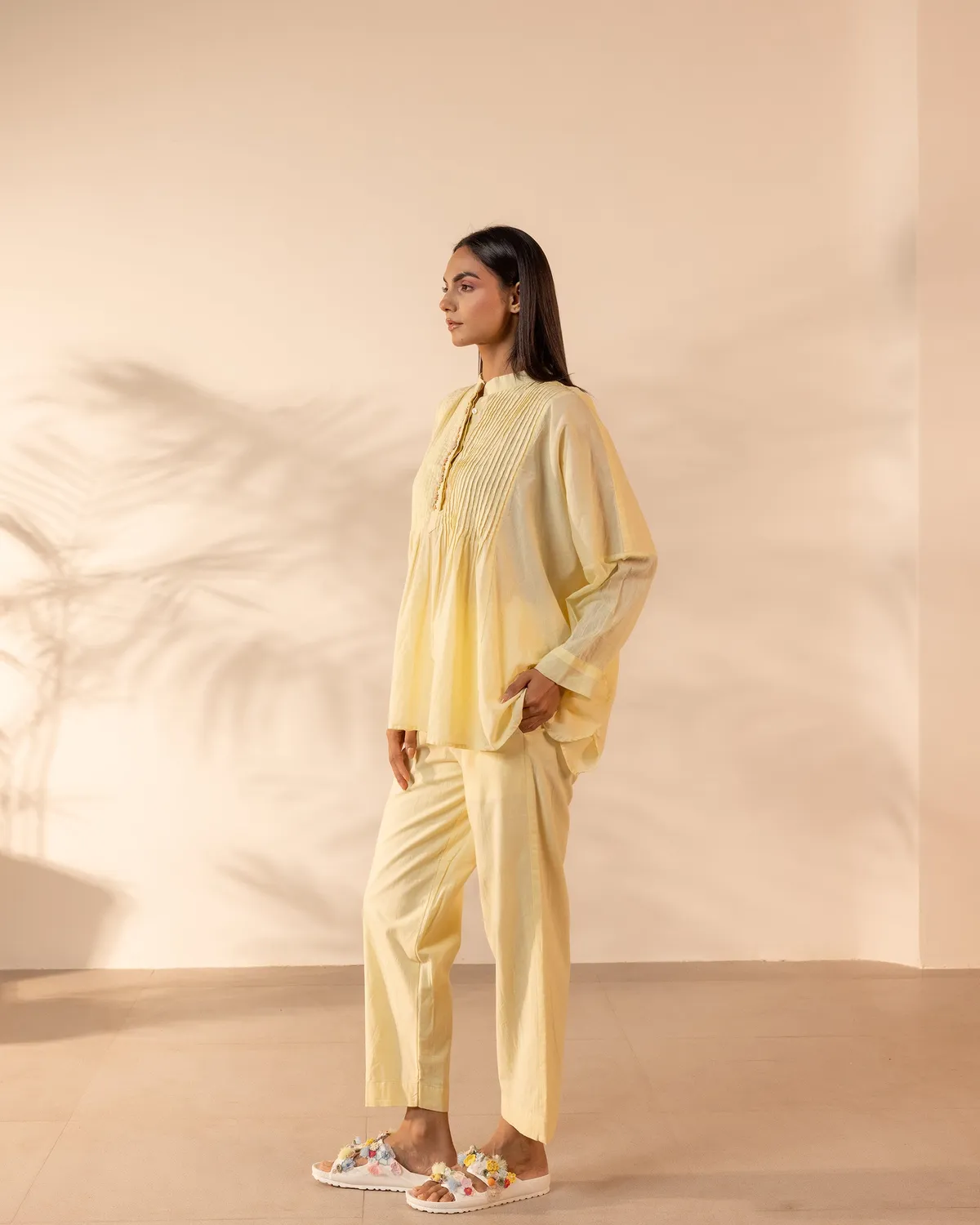 Our Dve Drizzle Top maglia cotone giallo limone