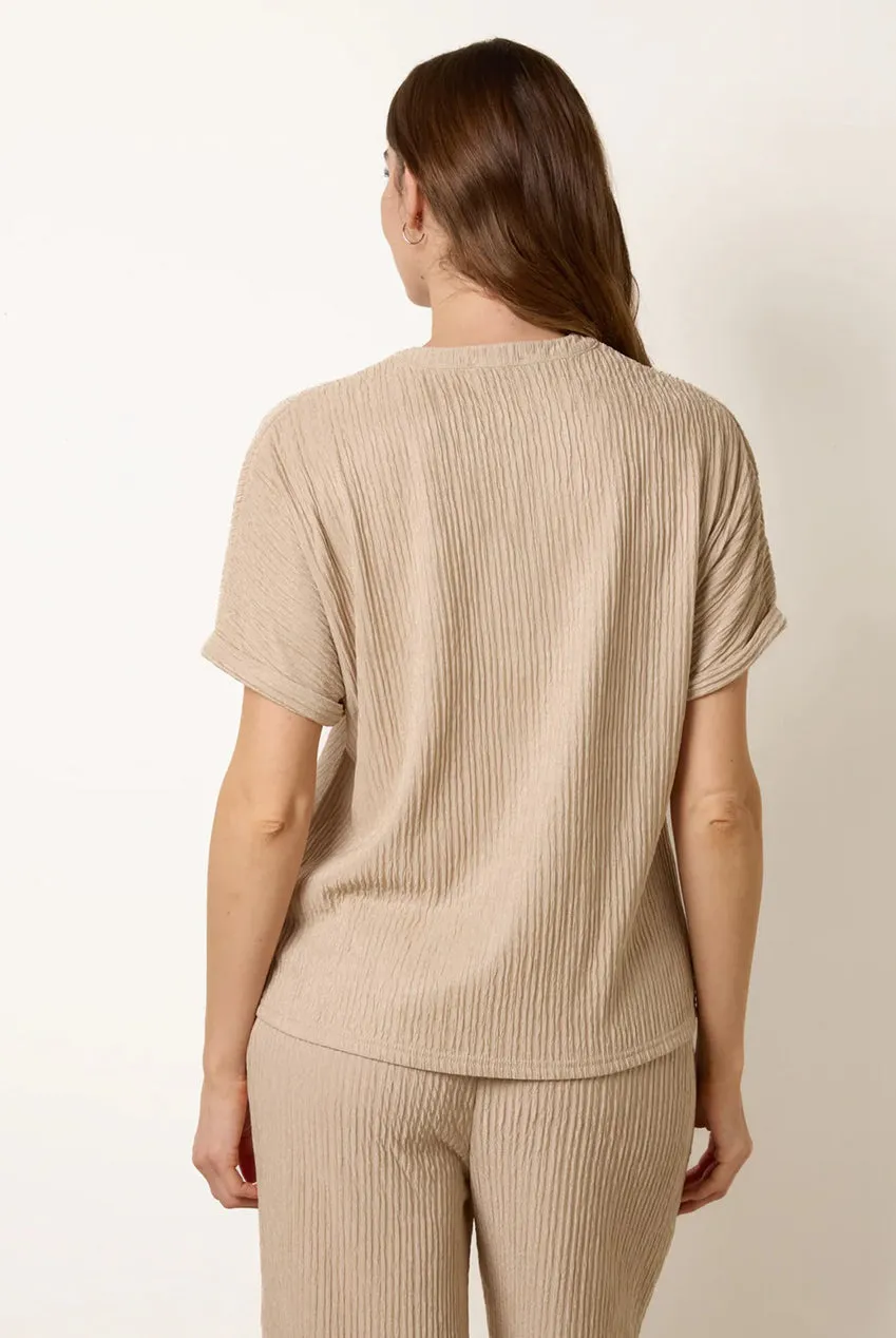 Blue Vanilla Grandad Collar top pietra oversize