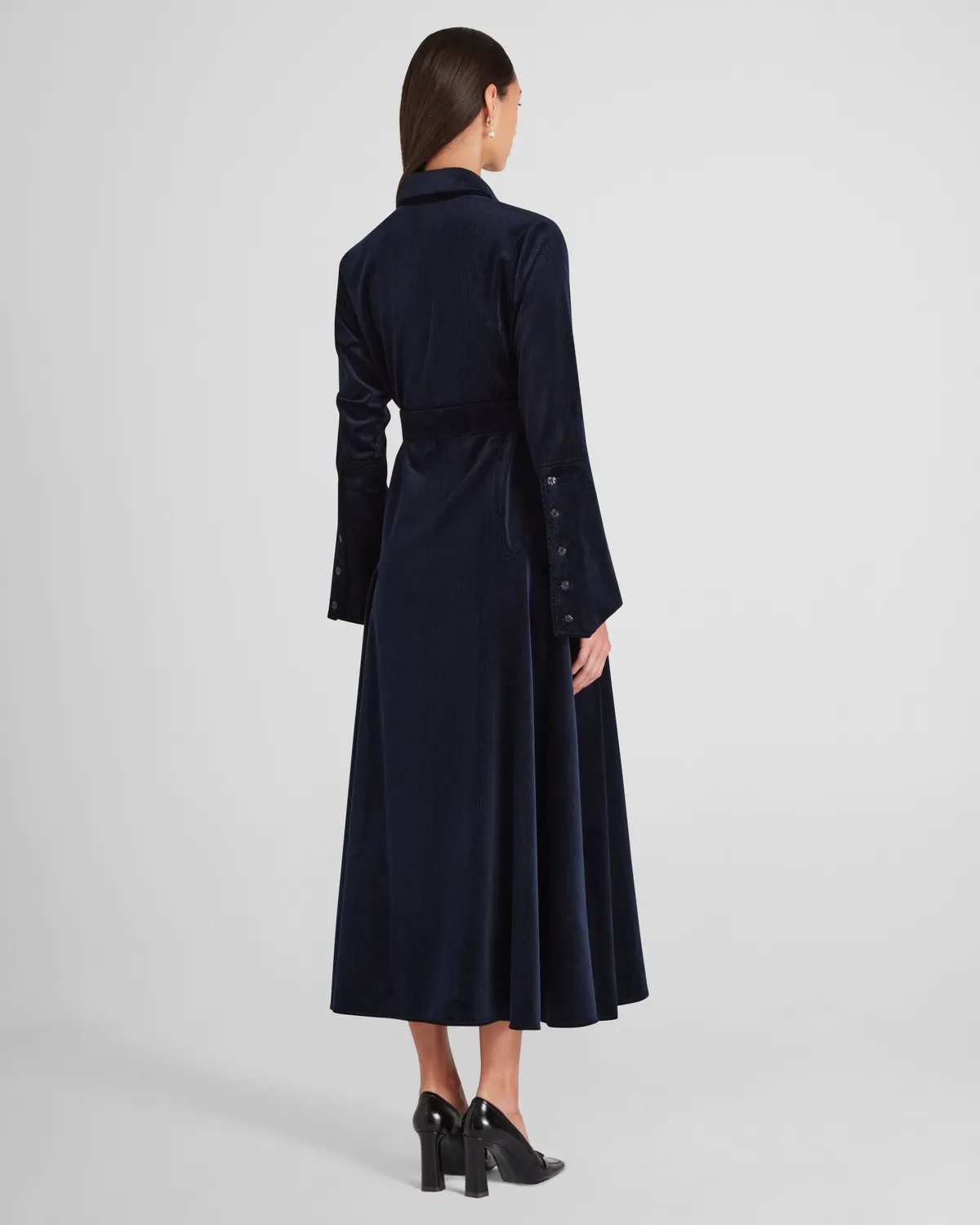 VIOLANTE NESSI Weyant abito chemisier blu velluto cotone