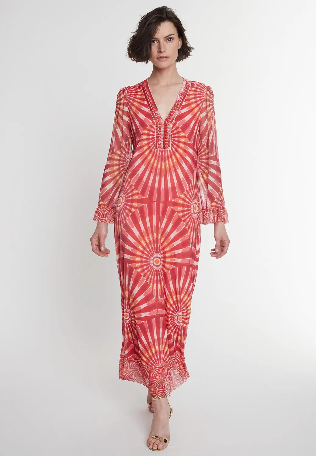 Ana Alcazar Pesali caftano batik rosso ciliegia