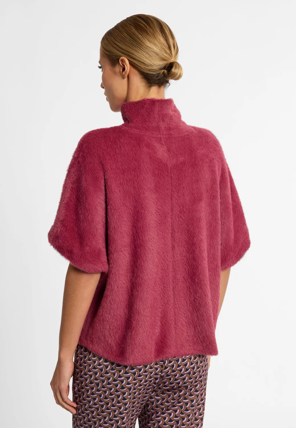 Ana Alcazar Enirea maglione peluche bordeaux maniche corte