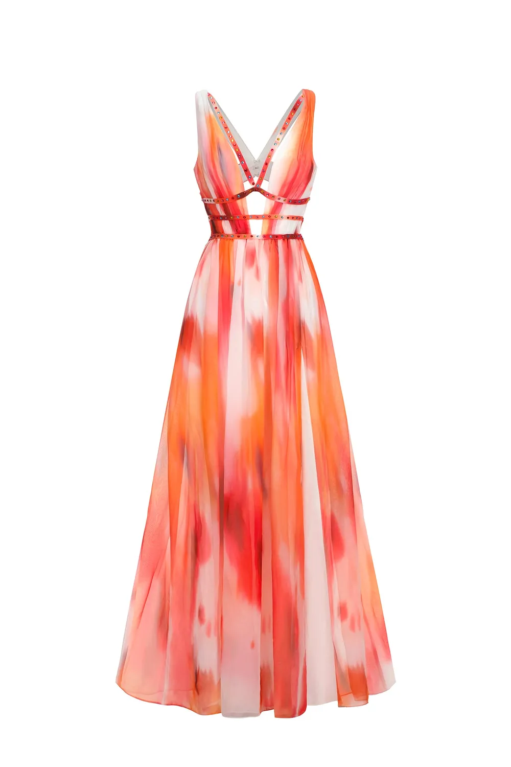 Bella Barnett Ierra abito maxi rosso scollo a V