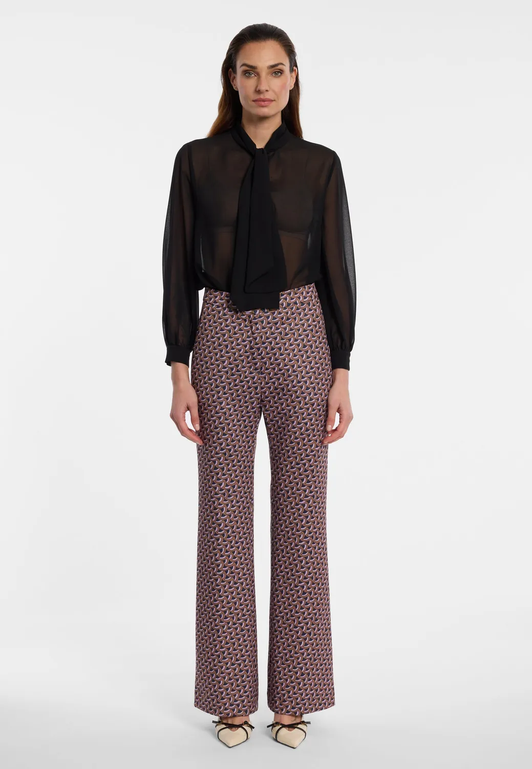 Ana Alcazar Elofina pantaloni bootcut stampa grafica bordeaux