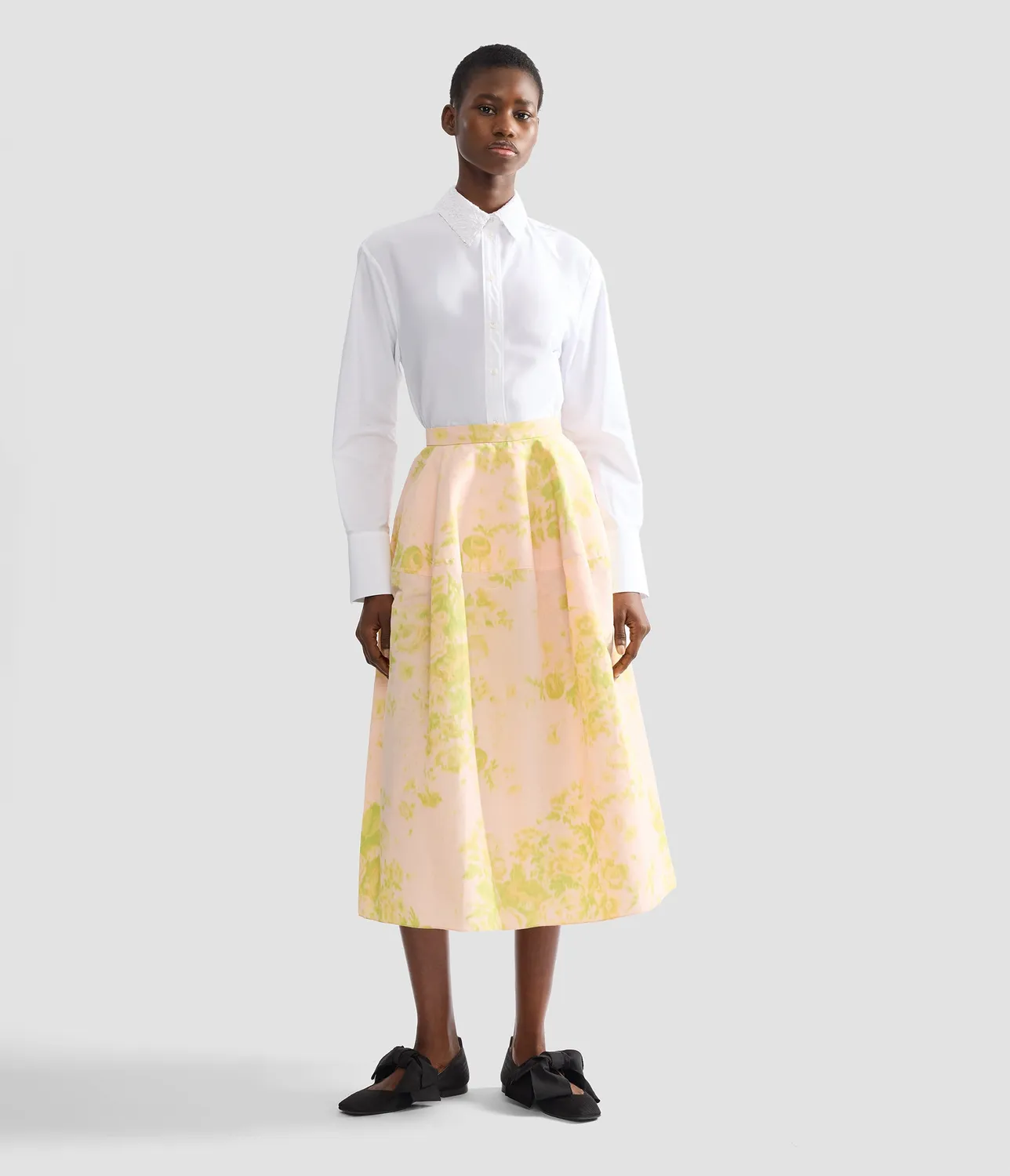 Erdem Cotton Poplin camicia bianca maniche lunghe pizzo