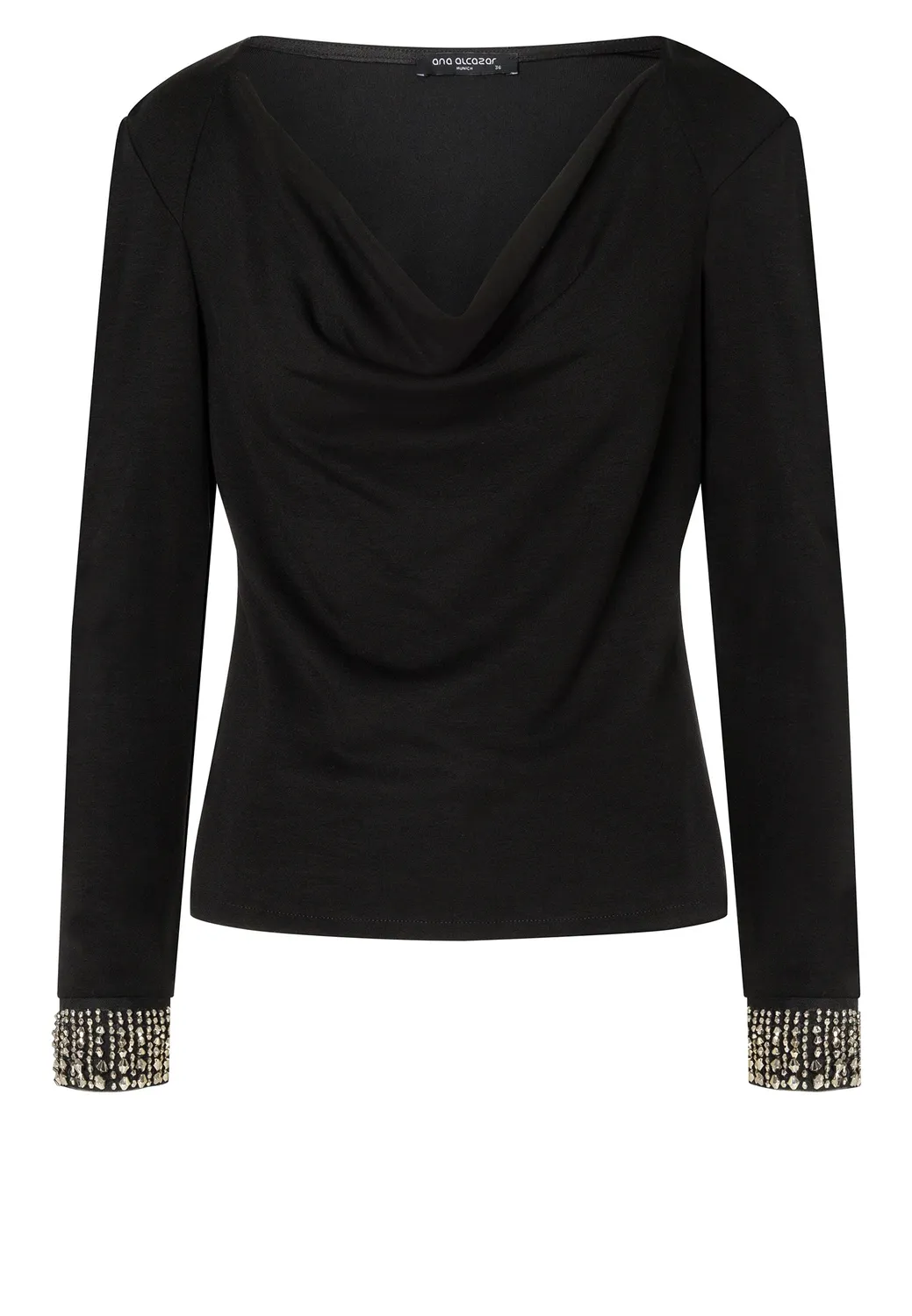 Ana Alcazar Emirae top scollo cascata nero