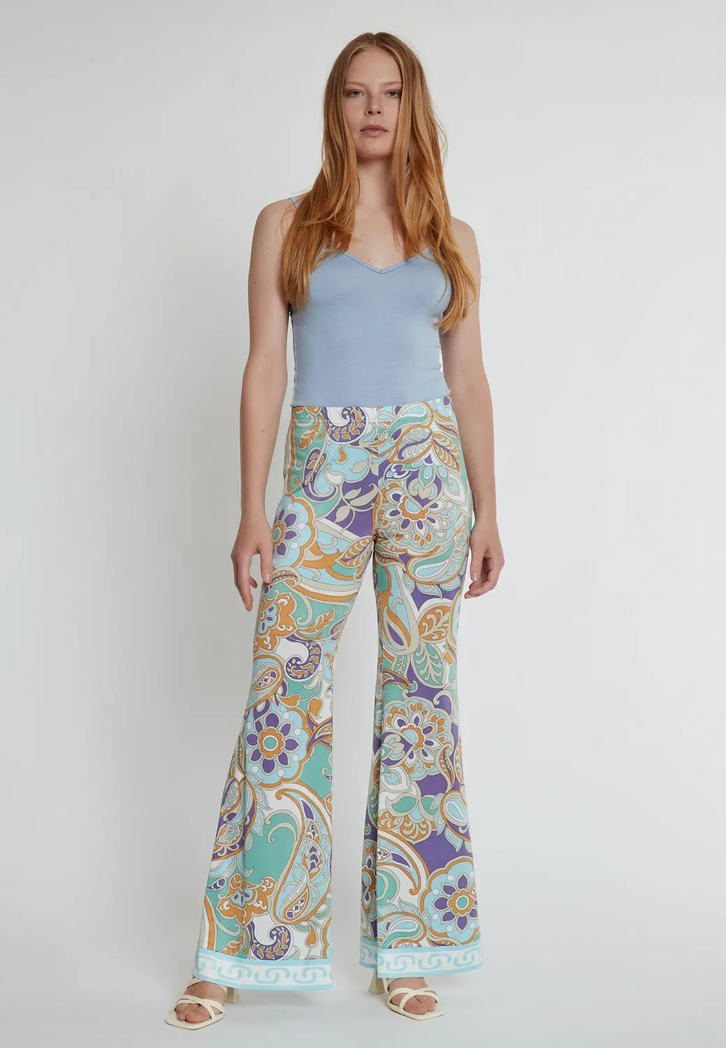 Ana Alcazar Kisby pantaloni zampa jersey paisley