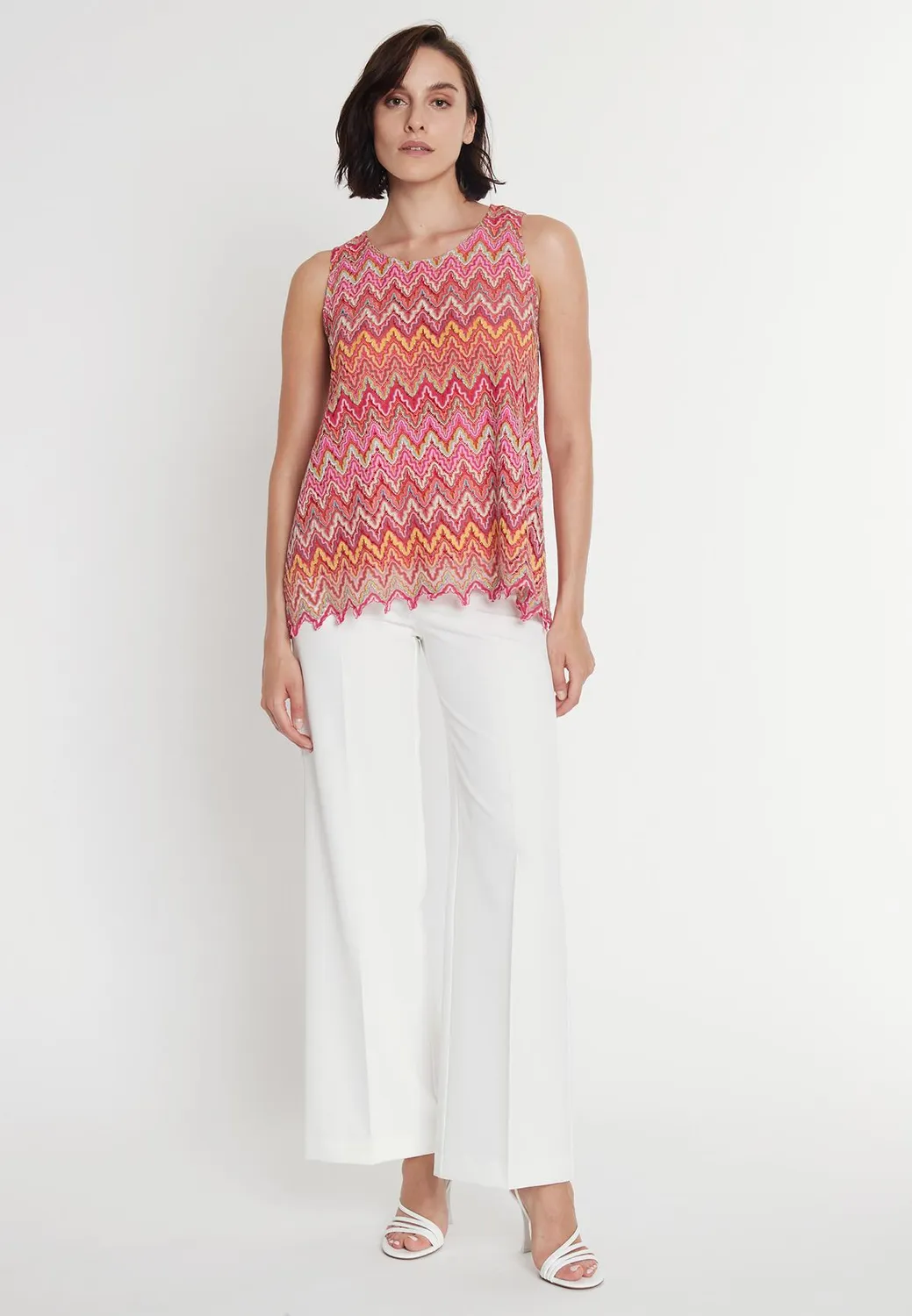 Ana Alcazar Polkea Top Rosa Smokey Maglia Traforata