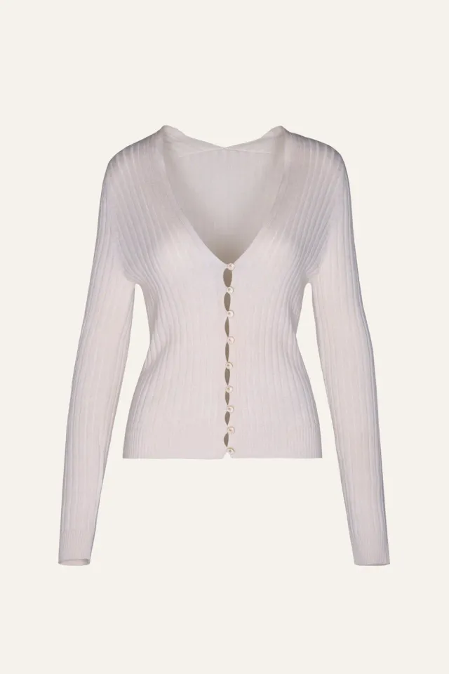 Johanna Ortiz Outback Life cardigan ecru cotone Pima