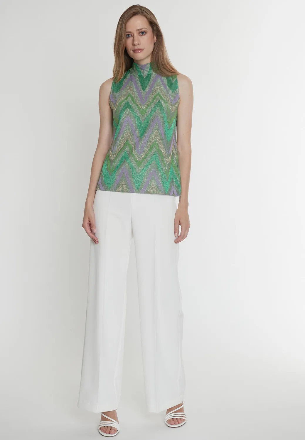 Ana Alcazar Pitras top halter lurex verde