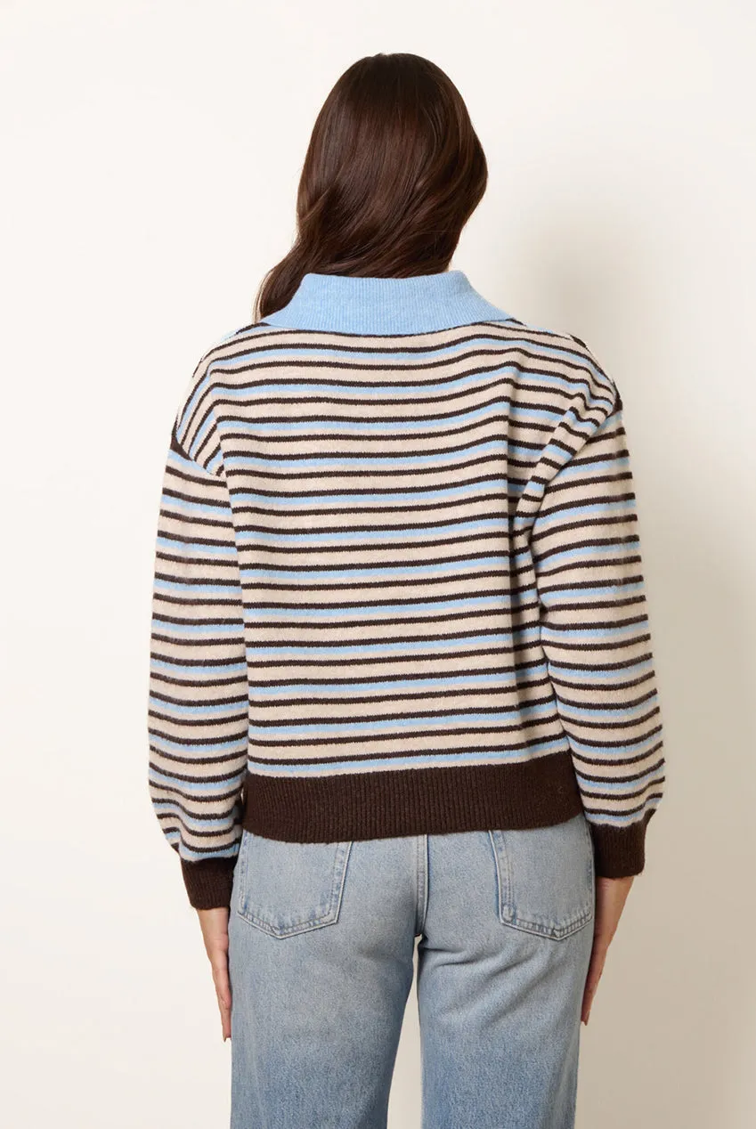 Blue Vanilla maglione polo righe cioccolato bottoni