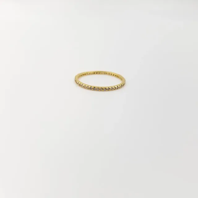 Our Dve Crystal anello fascia argento dorato 18k zirconi US 4-10