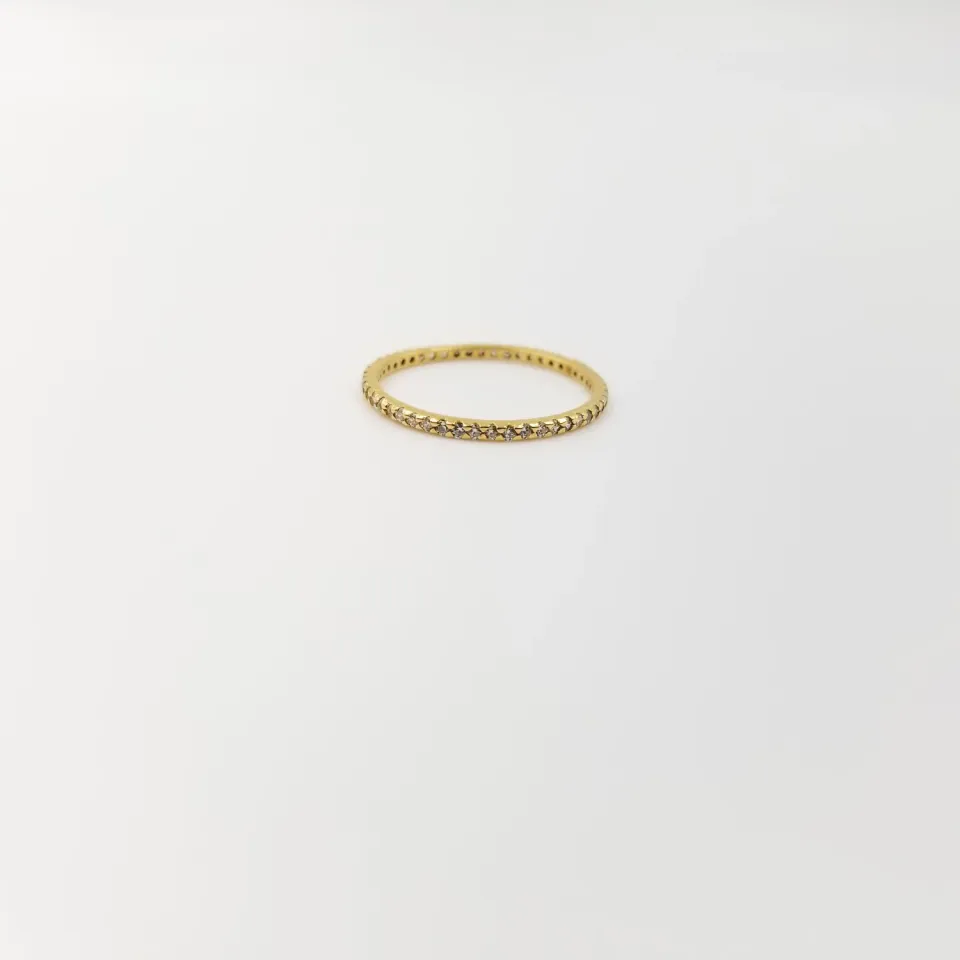 Our Dve Crystal anello fascia argento dorato 18k zirconi US 4-10