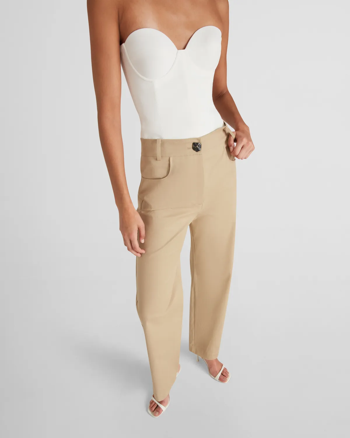 Violante Nessi Rufino pantaloni beige velluto cotone