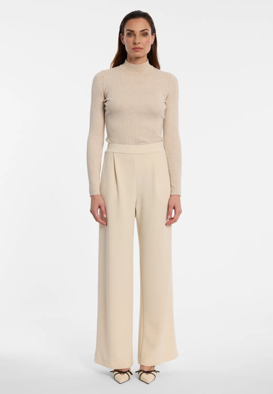 Ana Alcazar Ellistine pantaloni Marlene avorio vita alta