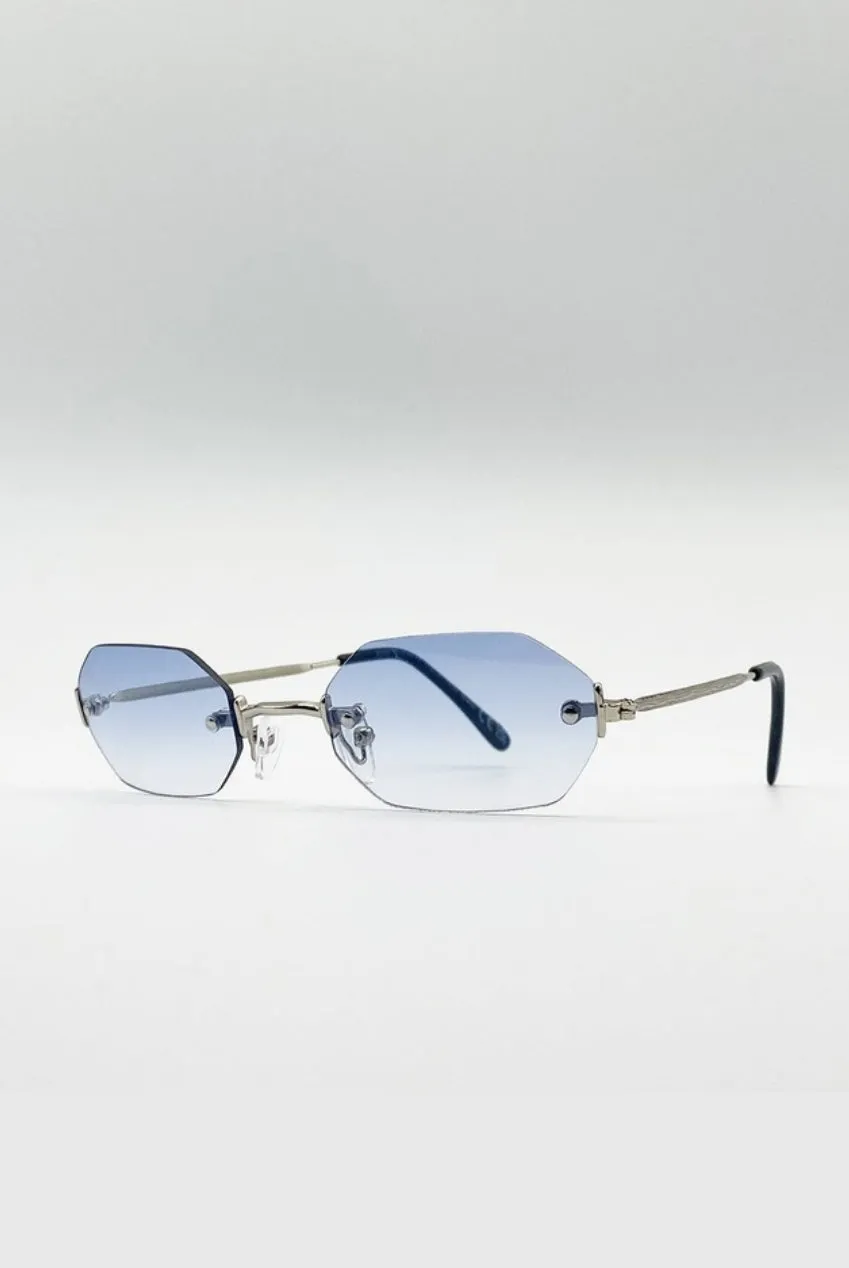 SVNX Oval occhiali da sole blu argento