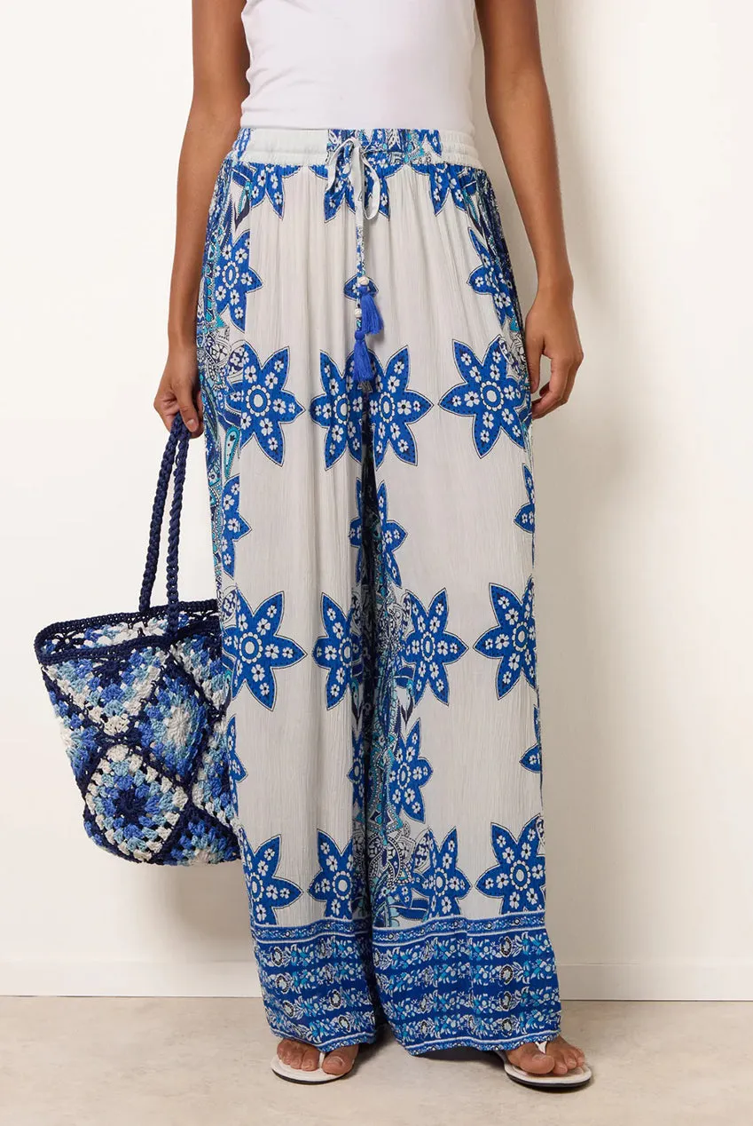 Blue Vanilla Wide Leg pantaloni blu fantasia floreale S
