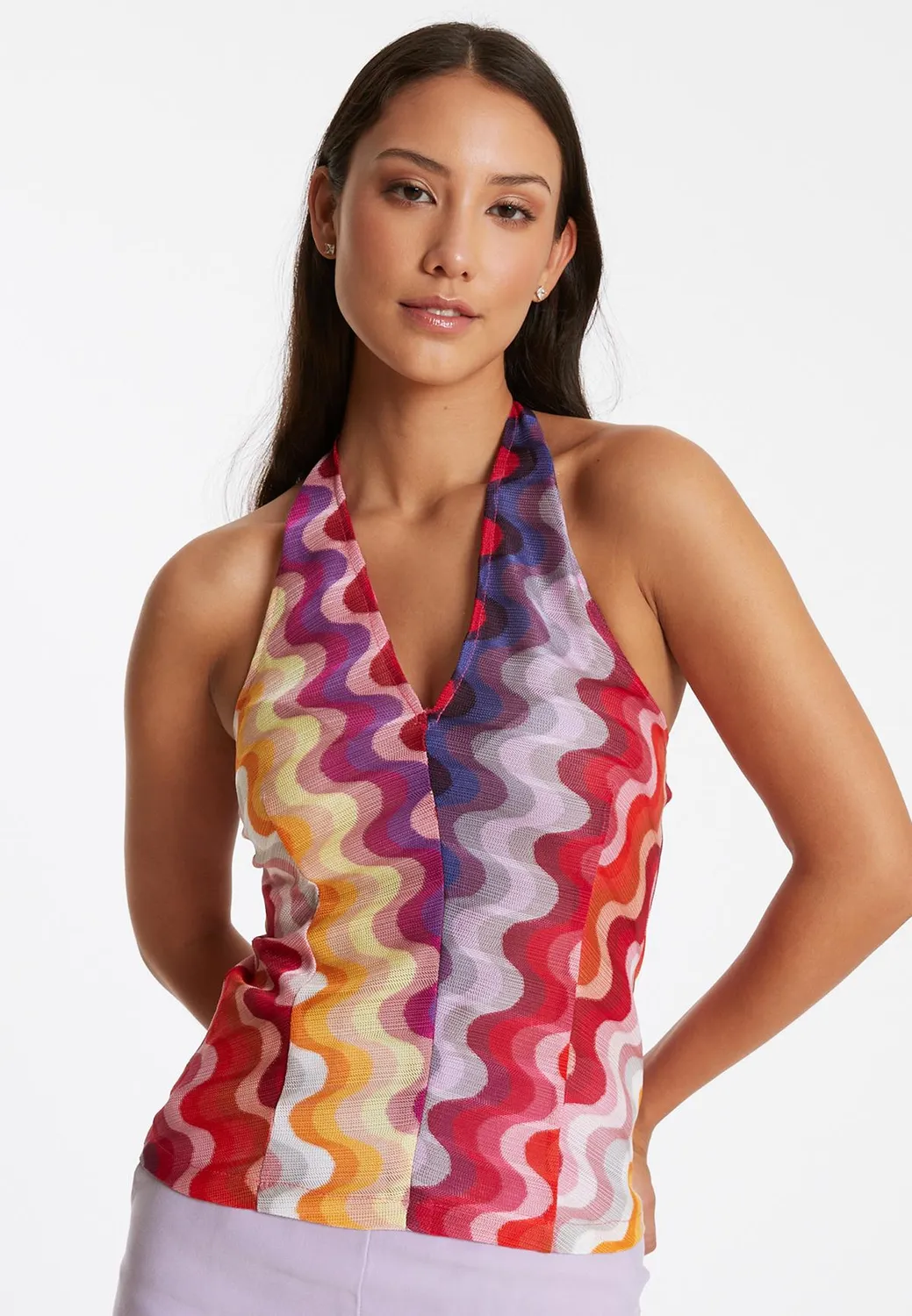Ana Alcazar Pirli top neckholder maglia onde 70s