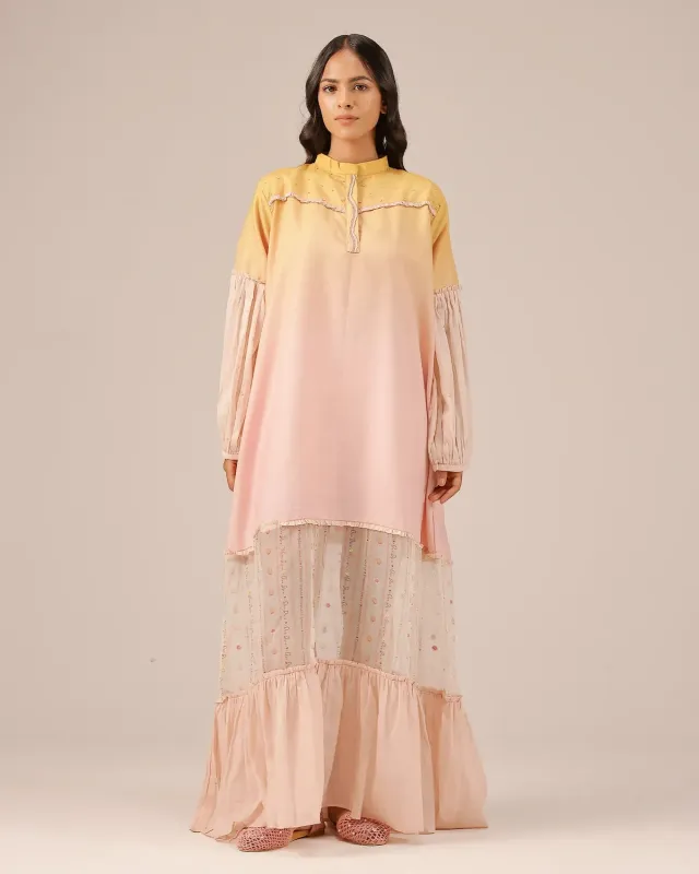 Our Dve Palm Whisper tunica lino sfumato giallo rosa