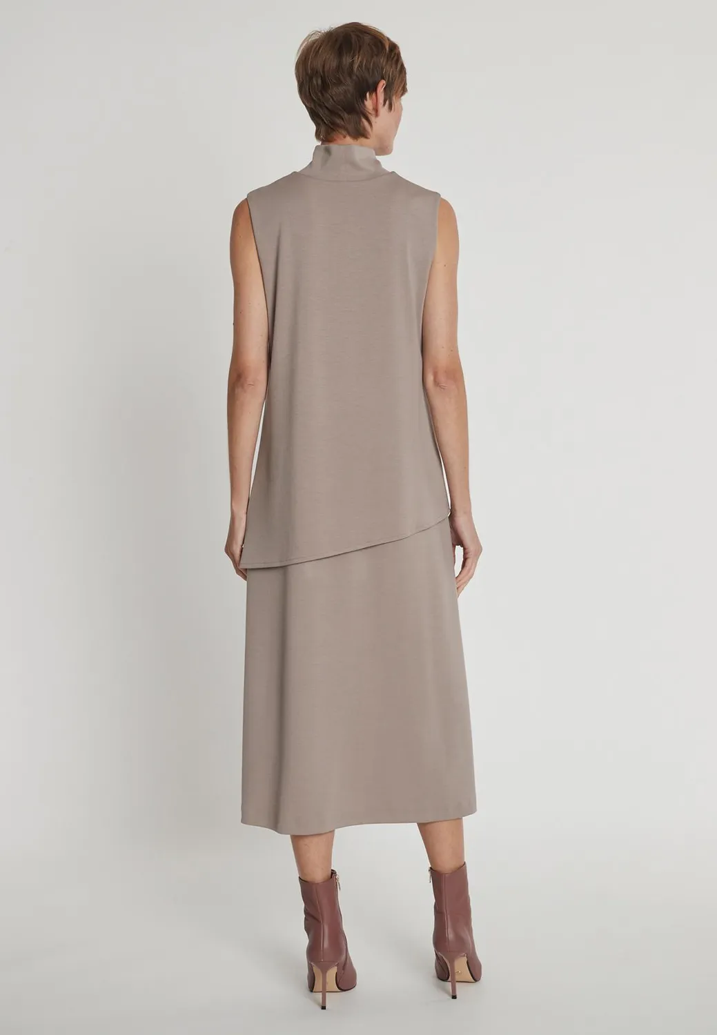 Ana Alcazar Hedea abito midi beige collo alto