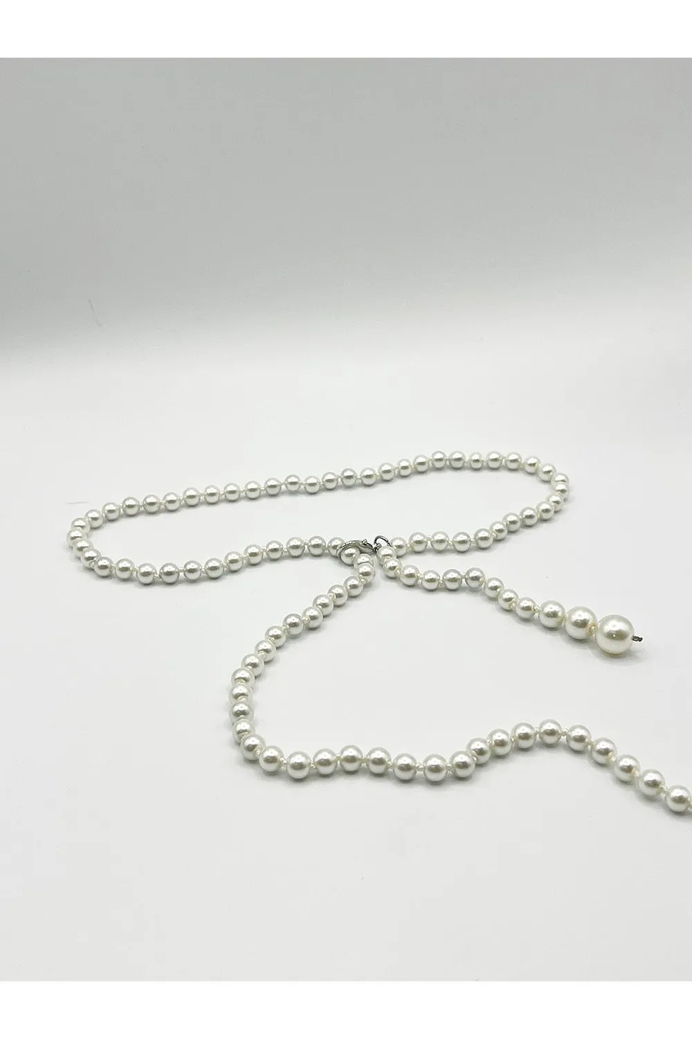 SVNX cintura catena perle bianche argento