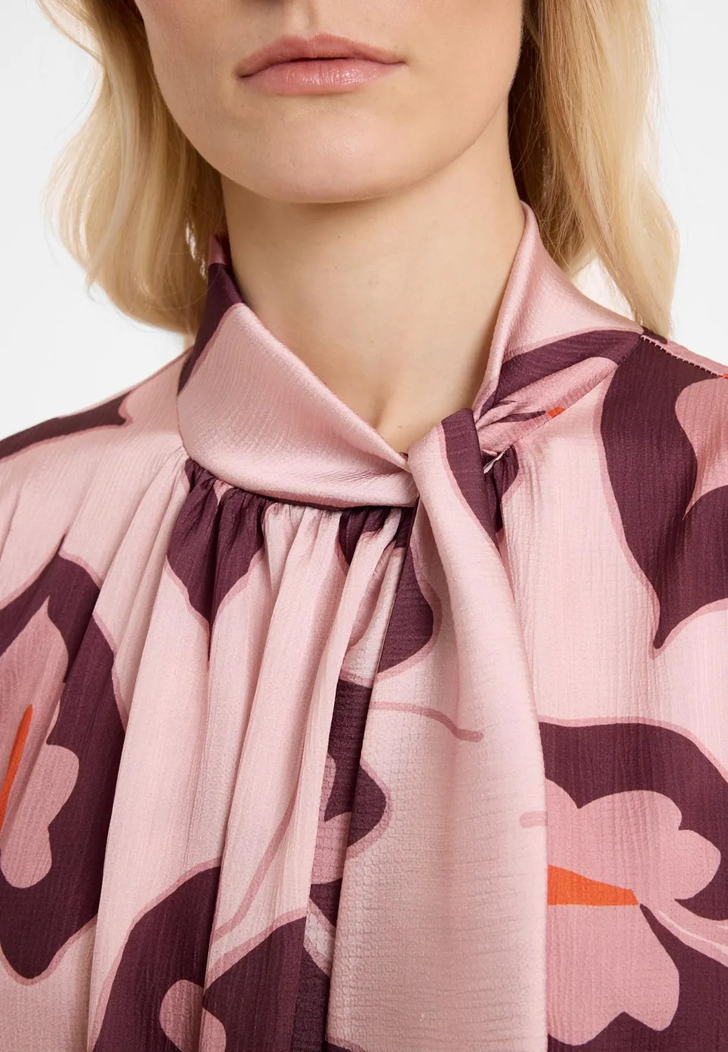 Ana Alcazar Awani abito camicia satin fiori rosa