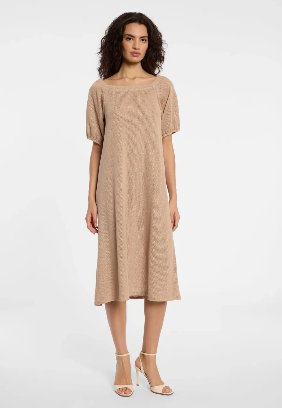 Ana Alcazar Daria abito midi maglia beige oversize